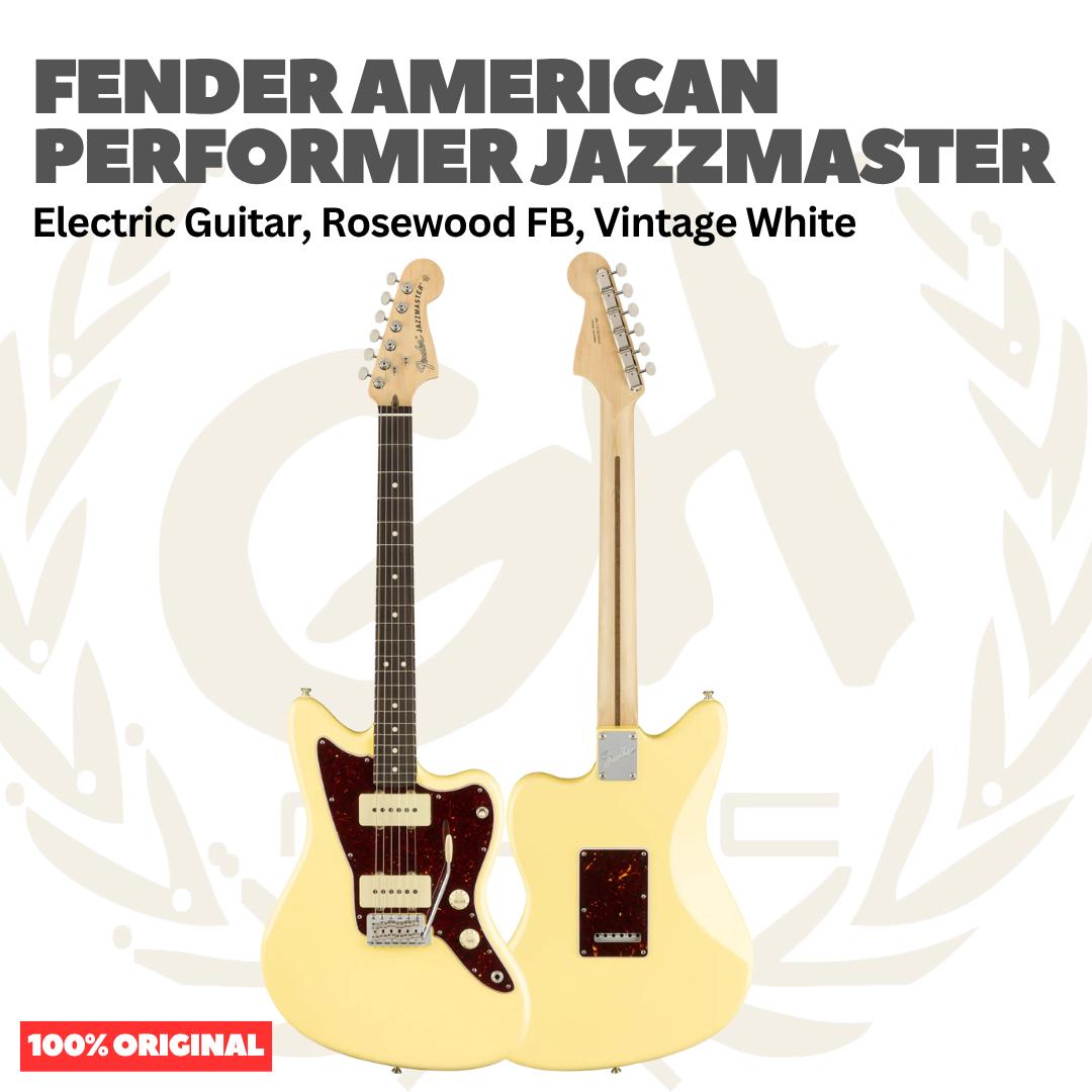 Fender American Performer Jazzmaster Electric Guitar, Rosewood FB, Vintage White - Gitar Listrik Elektrik