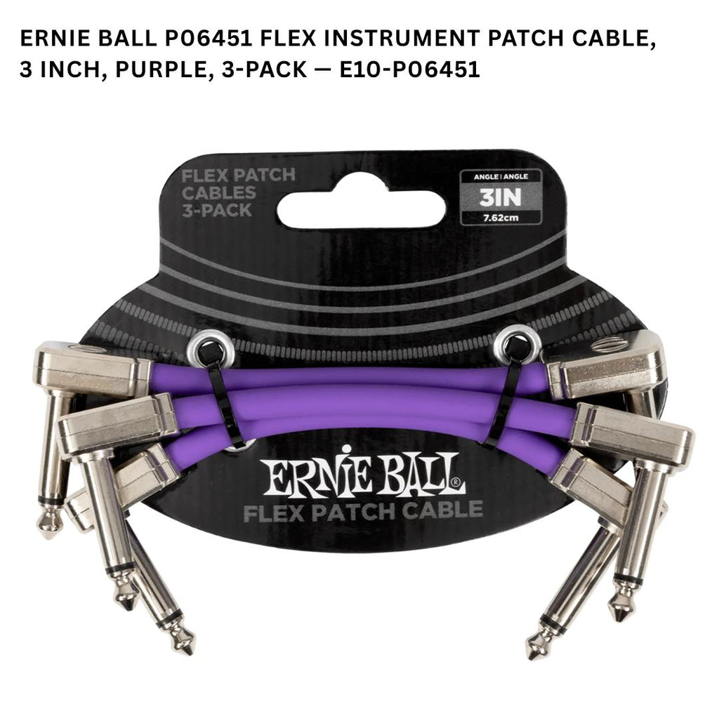 Ernie Ball Flex Instrument Patch Cable, 3, 6 & 12 Inch, 3-Pack - Kabel Patch TS isi 3