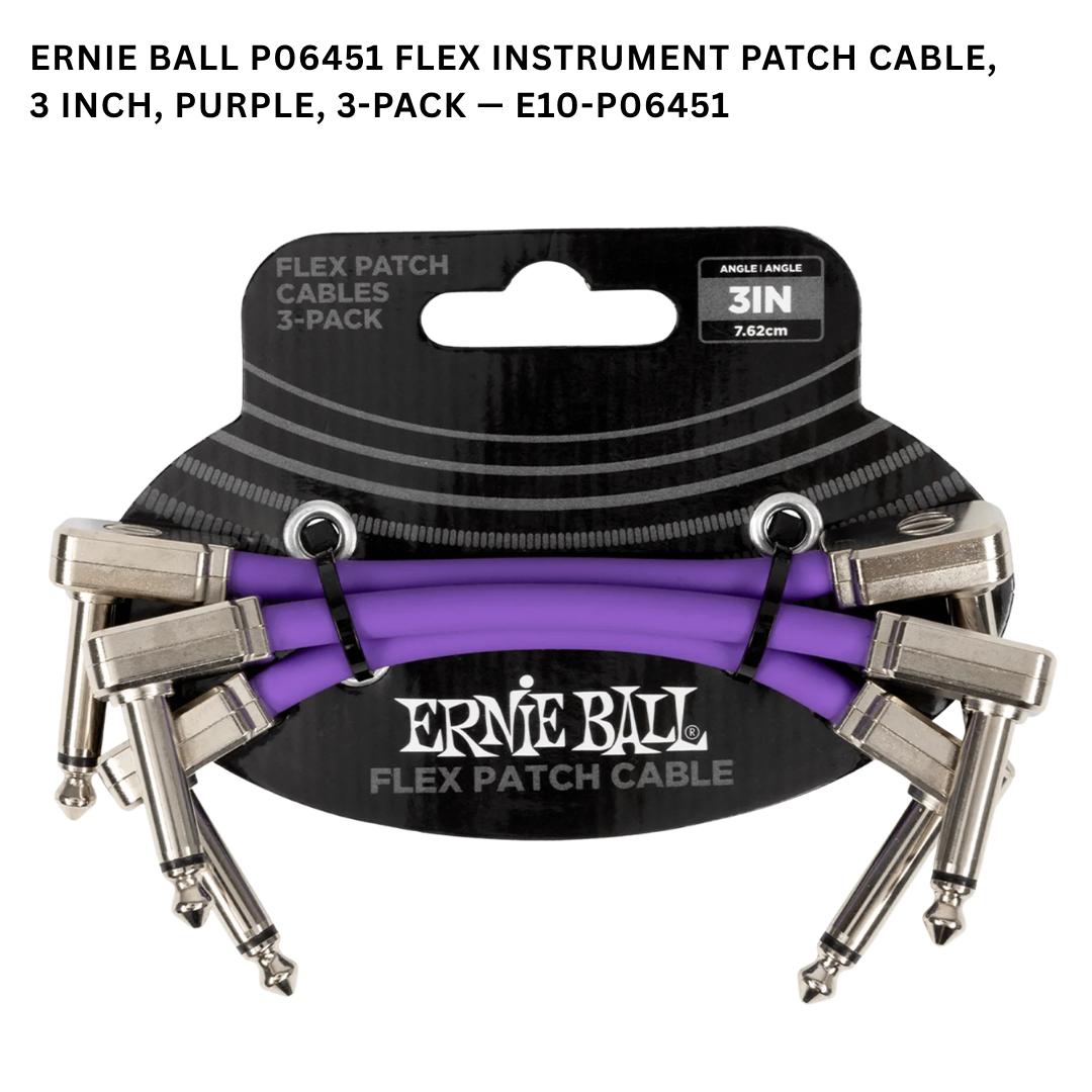 Ernie Ball Flex Instrument Patch Cable, 3, 6 & 12 Inch, 3-Pack - Kabel Patch TS isi 3