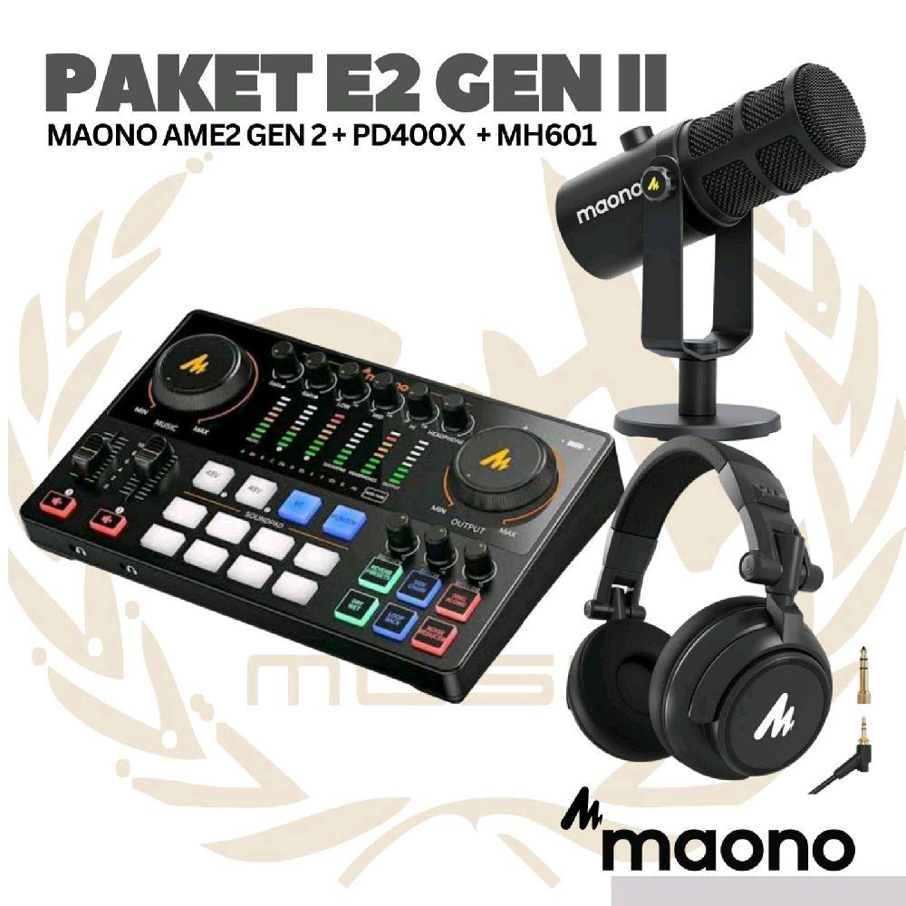 PAKET MAONO E2 GEN 2 - AME2 Gen II - 1  MIC PLUS MH601 - Podcast, Streaming, Recording