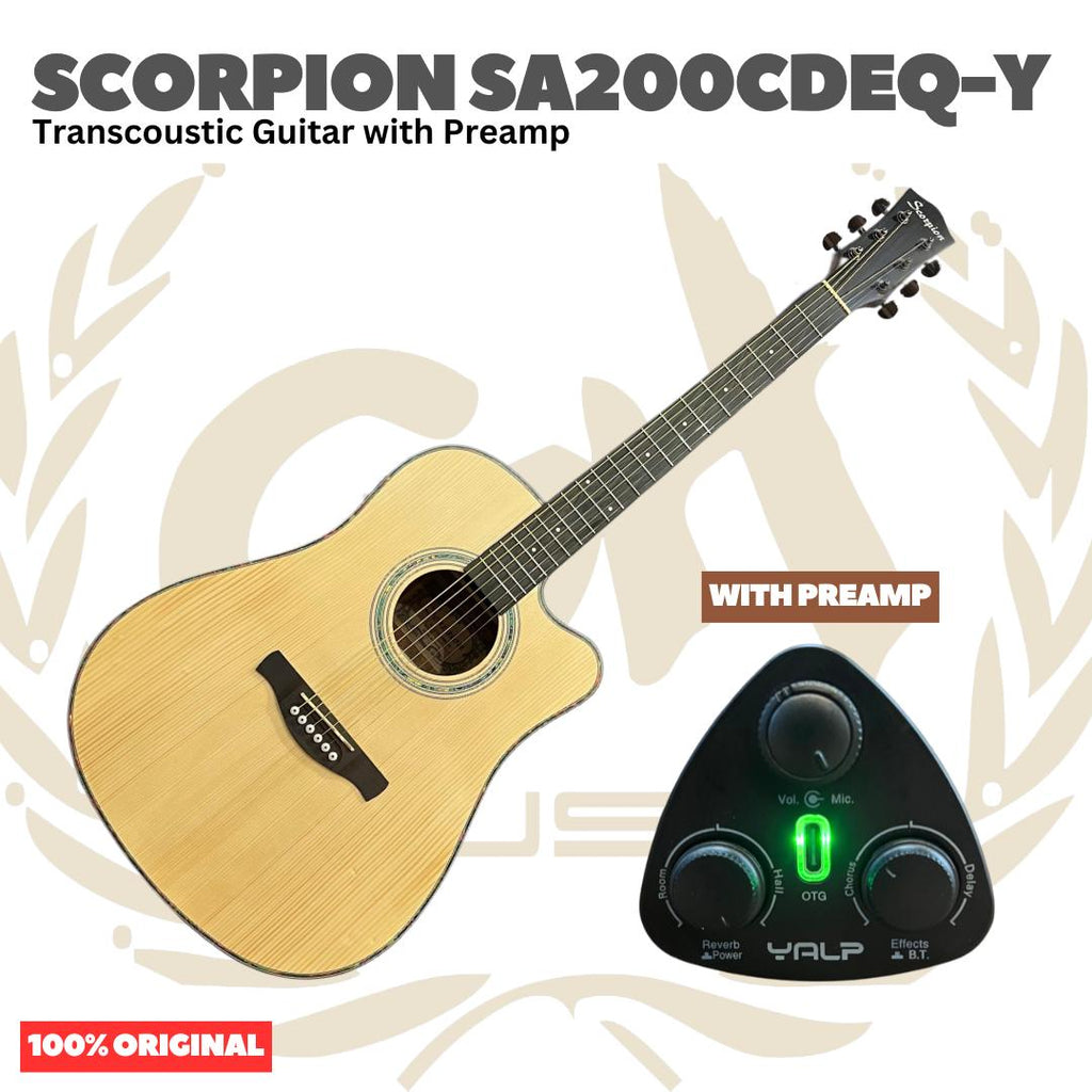 Scorpion SA200CDEQ Series Transcoustic Guitar with Preamp - SA 200 CDEQ Gitar Transkustik dengan Efek dan Preamp Original Asli