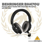 Behringer BH470U Premium Stereo Headset with Detachable Microphone and USB Cable