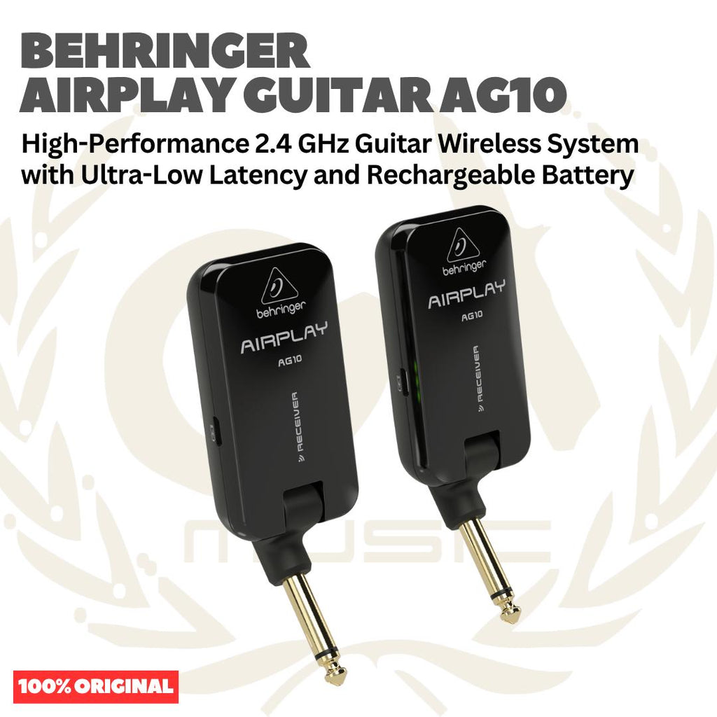 Behringer Airplay Guitar AG10 High-Performance 2.4 GHz Guitar Wireless System with Ultra-Low Latency and Rechargeable Battery - Wireless Gitar