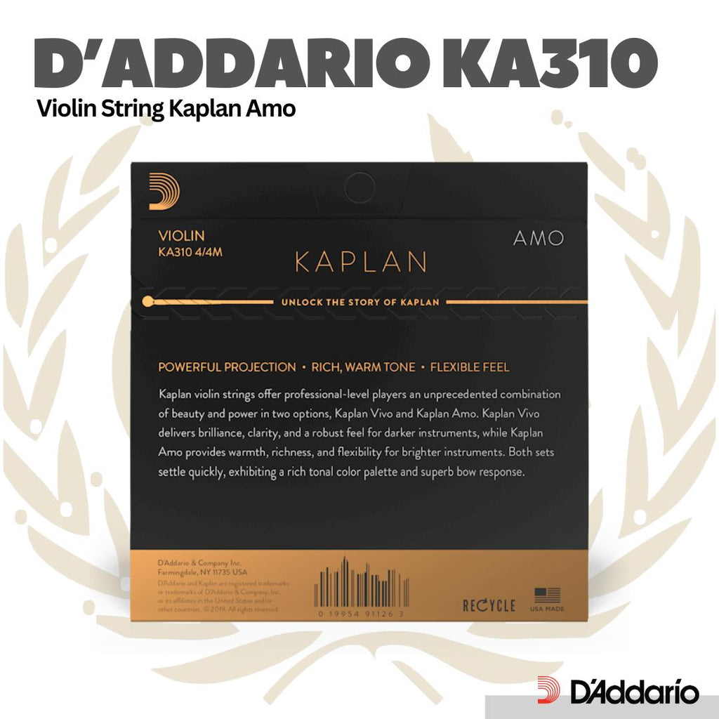 D'addario Model KA310- Ukuran 4/4 Kaplan Amo Violin String Set - Senar Biola