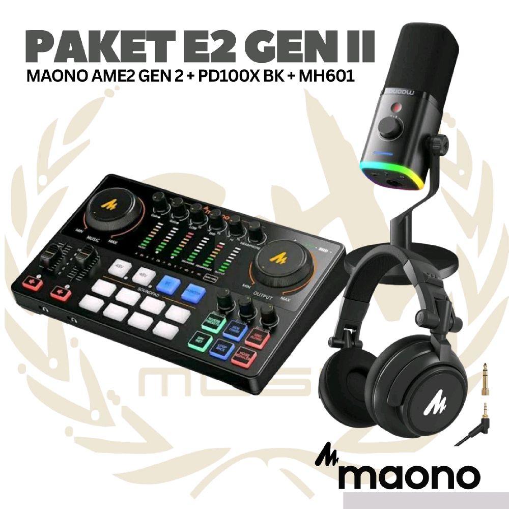 PAKET MAONO E2 GEN 2 - AME2 Gen II - 1  MIC PLUS MH601 - Podcast, Streaming, Recording