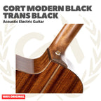 Cort Modern Black Trans Black Acoustic Electric Guitar w/Case - Gitar Akustik Elektrik