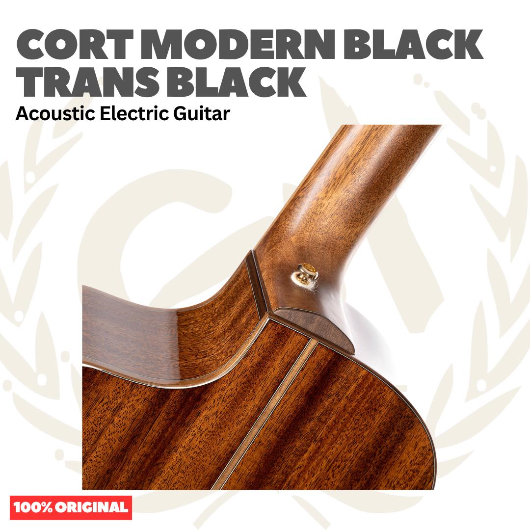 Cort Modern Black Trans Black Acoustic Electric Guitar w/Case - Gitar Akustik Elektrik