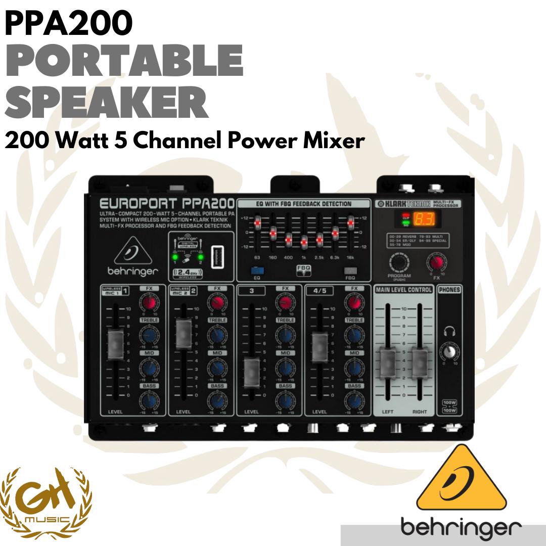 BEHRINGER PPA200 Portable Speaker 5 Chanel Power Mixer meeting karaoke