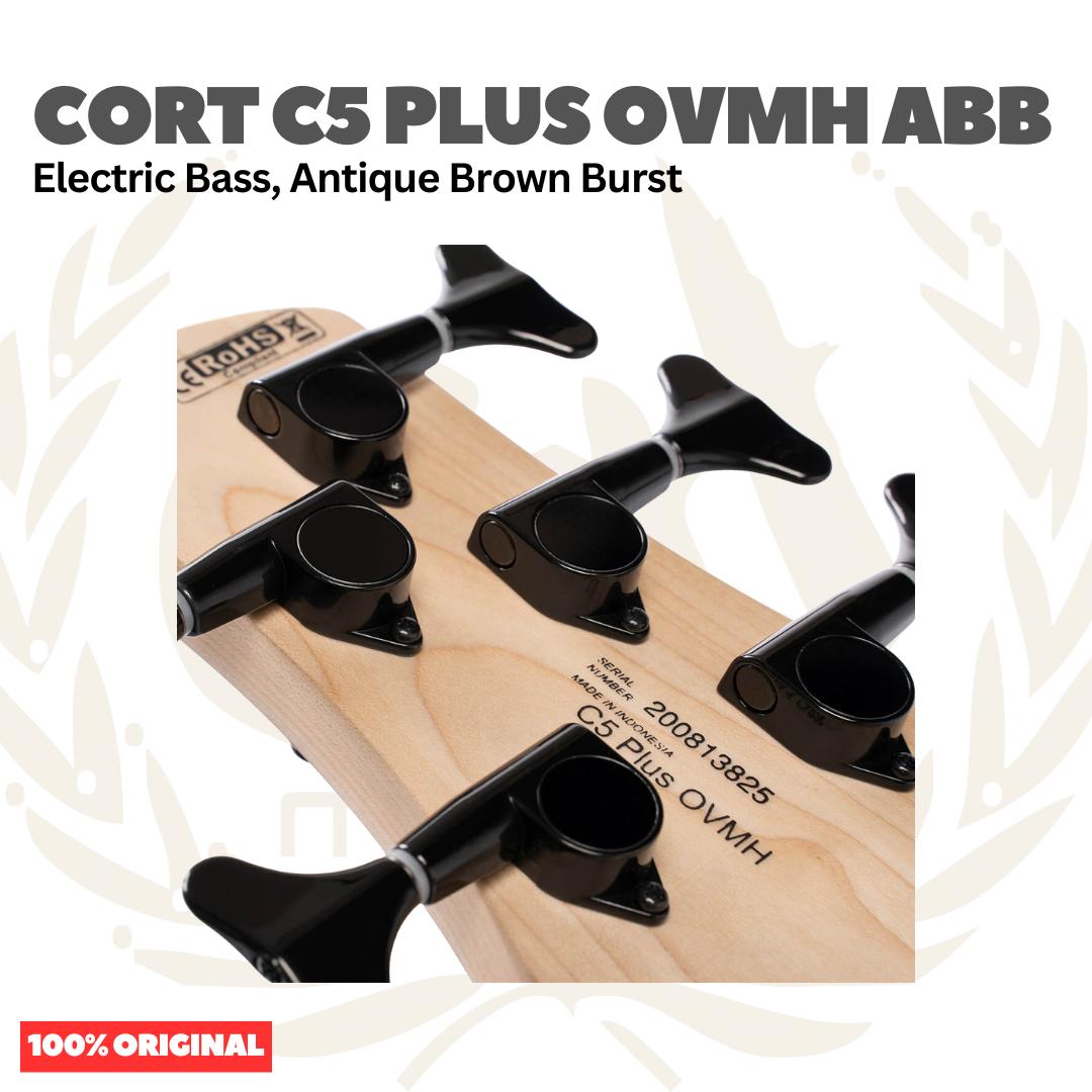 Cort C5 Plus OVMH ABB Electric Bass 5-String, Antique Brown Burst - Bass Listrik Elektrik 5-Senar