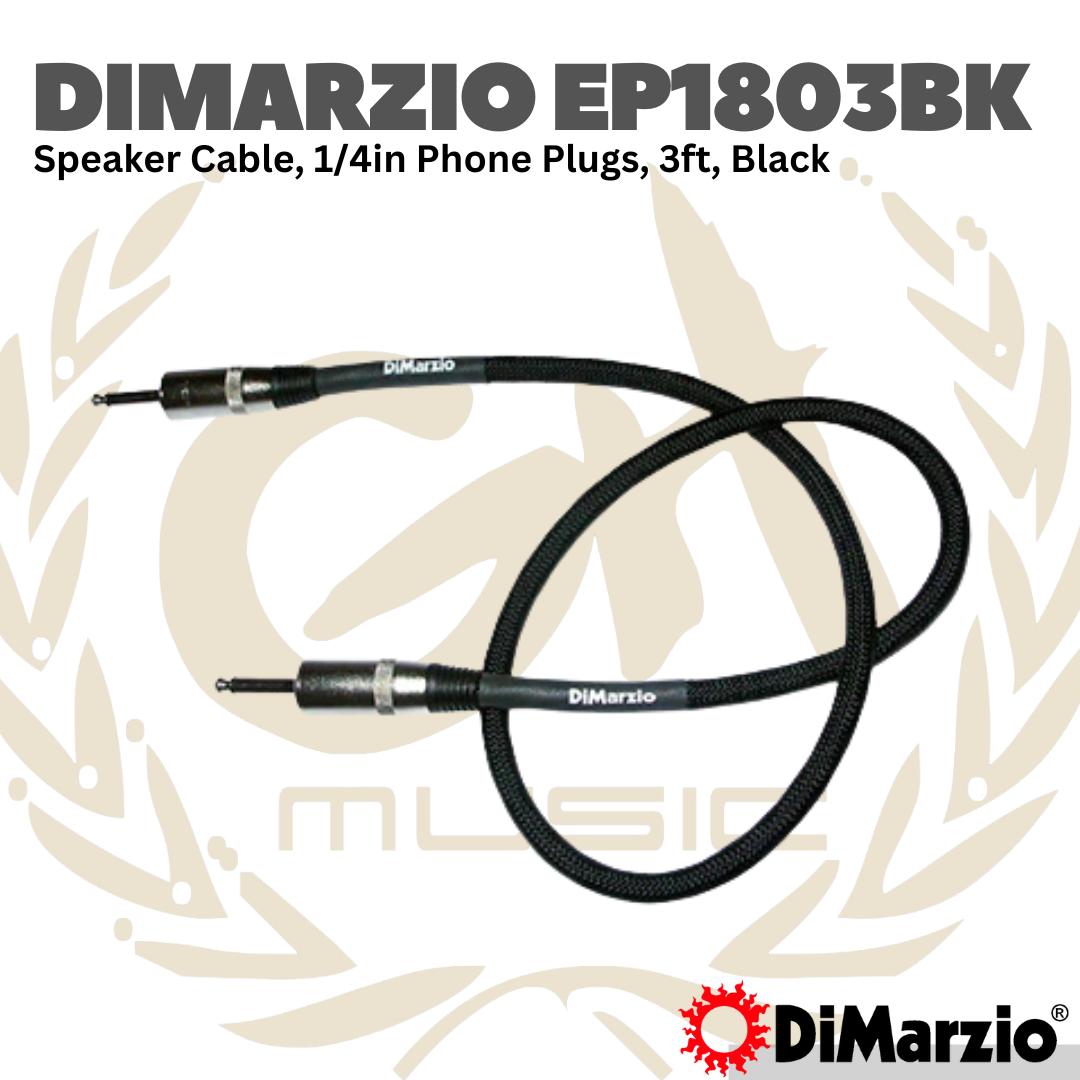 DiMarzio EP1803BK High Definition Speaker Cable, 1/4in Phone Plugs, 3ft, Black - Kabel Jumper TS Speaker EP1803BK