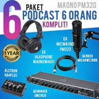 PAKET PODCAST 6 ORANG: BEHRINGER UMC1820, MAONO MH601 KOMPLIT + MIC