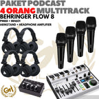 PAKET PODCAST 4 ORANG MULTI TRACK : BEHRINGER FLOW8 + MIC + HEADPHONE