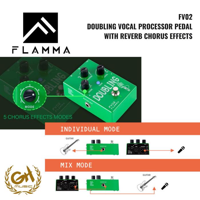 FLAMMA FV02, DOUBLING VOCAL PROCESSOR PEDAL WITH REVERB CHORUS EFFECTS