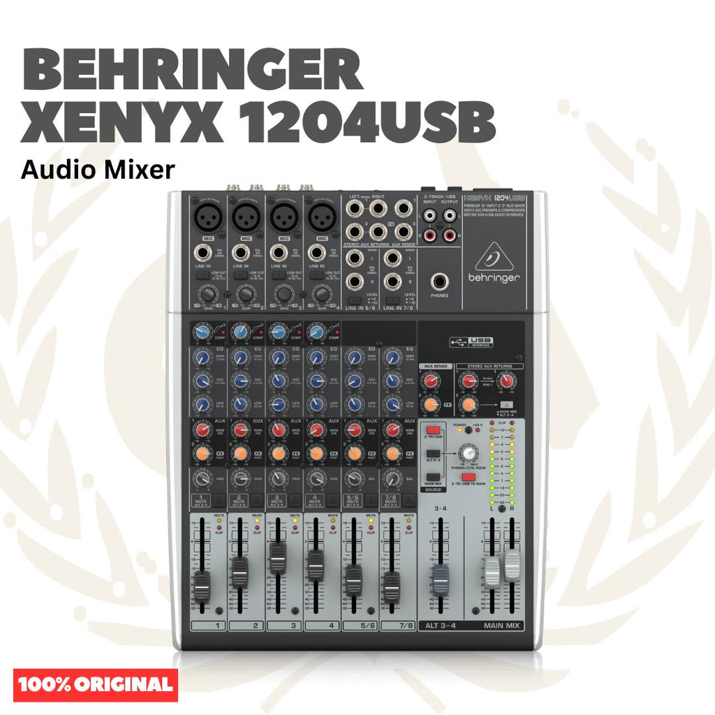 Behringer XENYX 1204USB Premium 12-Input 2/2-Bus Mixer - Audio Mixer