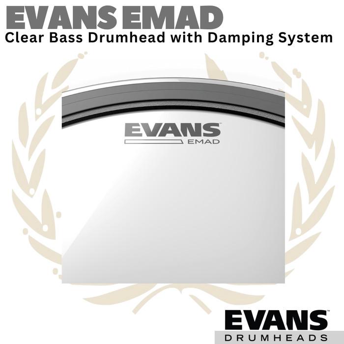 EVANS EMAD Clear Bass Drumhead Batter Damping | 16 18 20 22 24 Inch