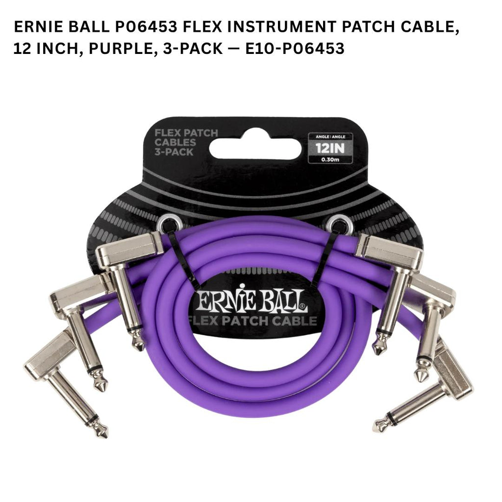 Ernie Ball Flex Instrument Patch Cable, 3, 6 & 12 Inch, 3-Pack - Kabel Patch TS isi 3