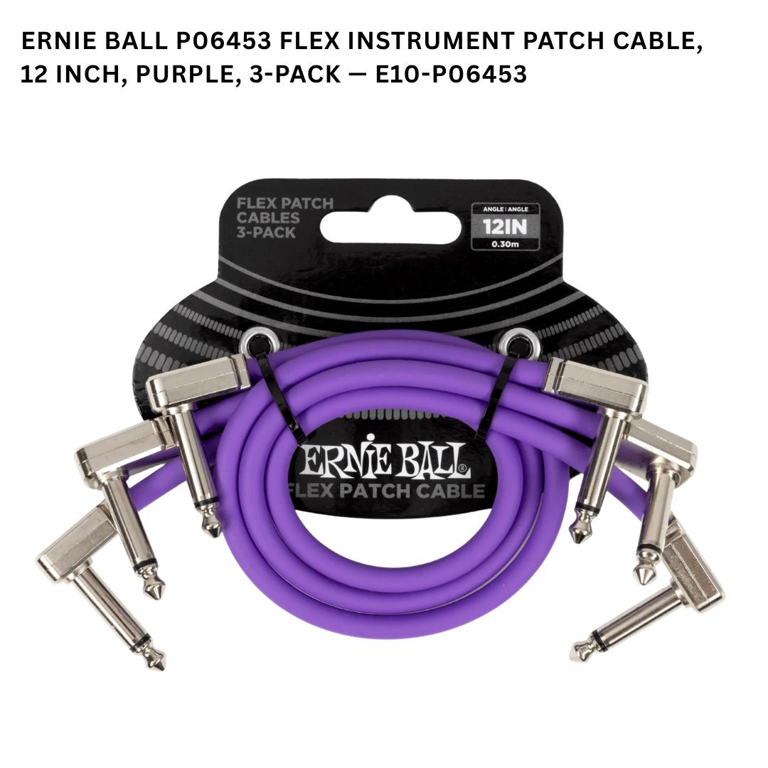 Ernie Ball Flex Instrument Patch Cable, 3, 6 & 12 Inch, 3-Pack - Kabel Patch TS isi 3