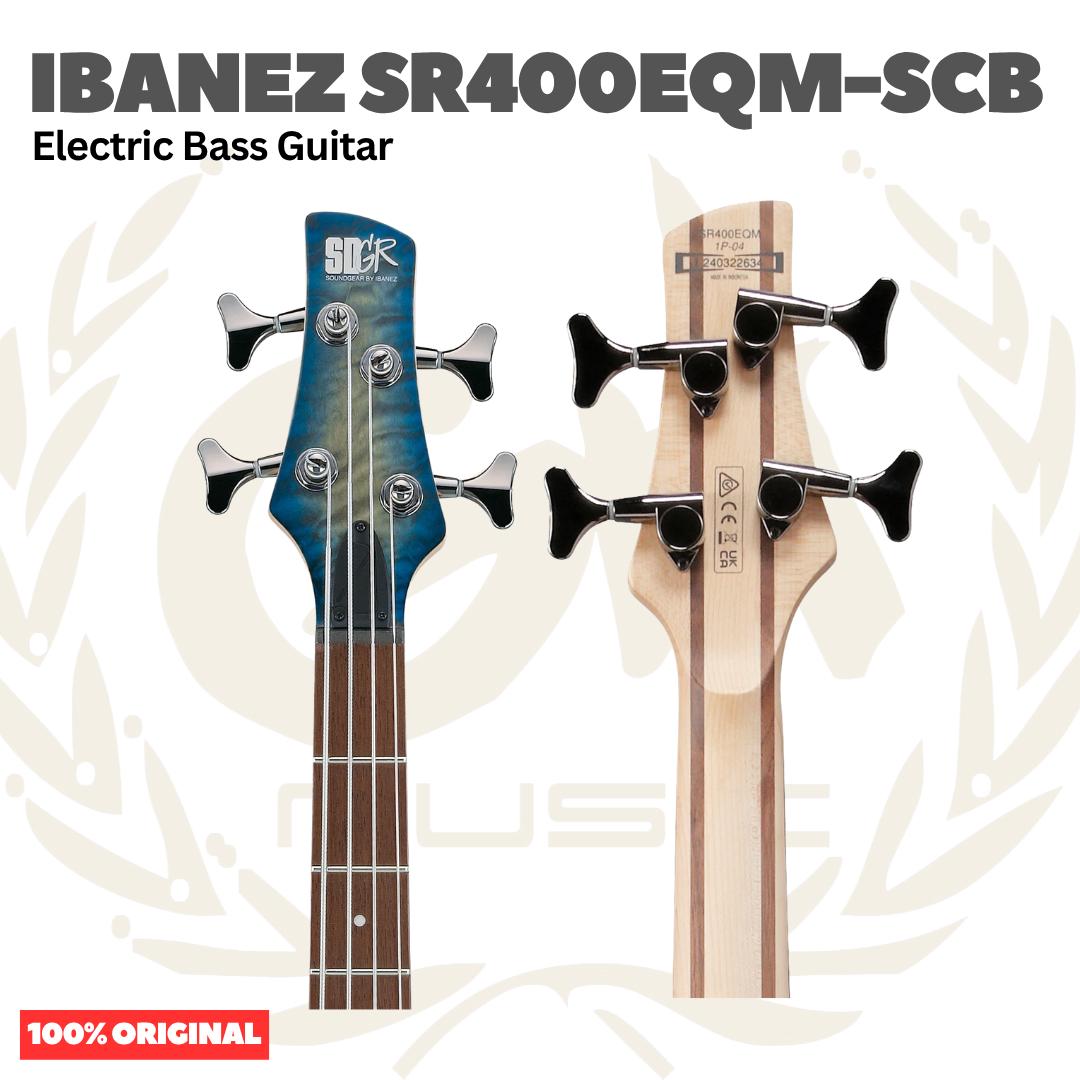 Ibanez SR400EQM-SCB 4-String Electric Bass Guitar, Stained Cosmic Blue Starburst - Bass Listrik Elektrik