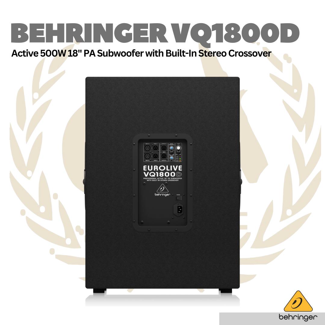 Behringer VQ1800D Active 500W 18" PA Subwoofer with Stereo Crossover