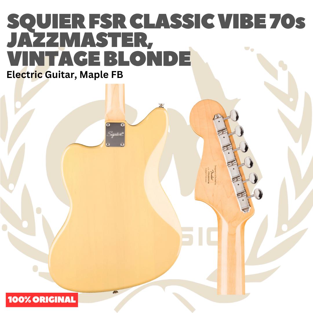 Squier FSR Classic Vibe 70s Jazzmaster Electric Guitar, Maple FB, Vintage Blonde - Gitar Listrik Elektrik Original Asli