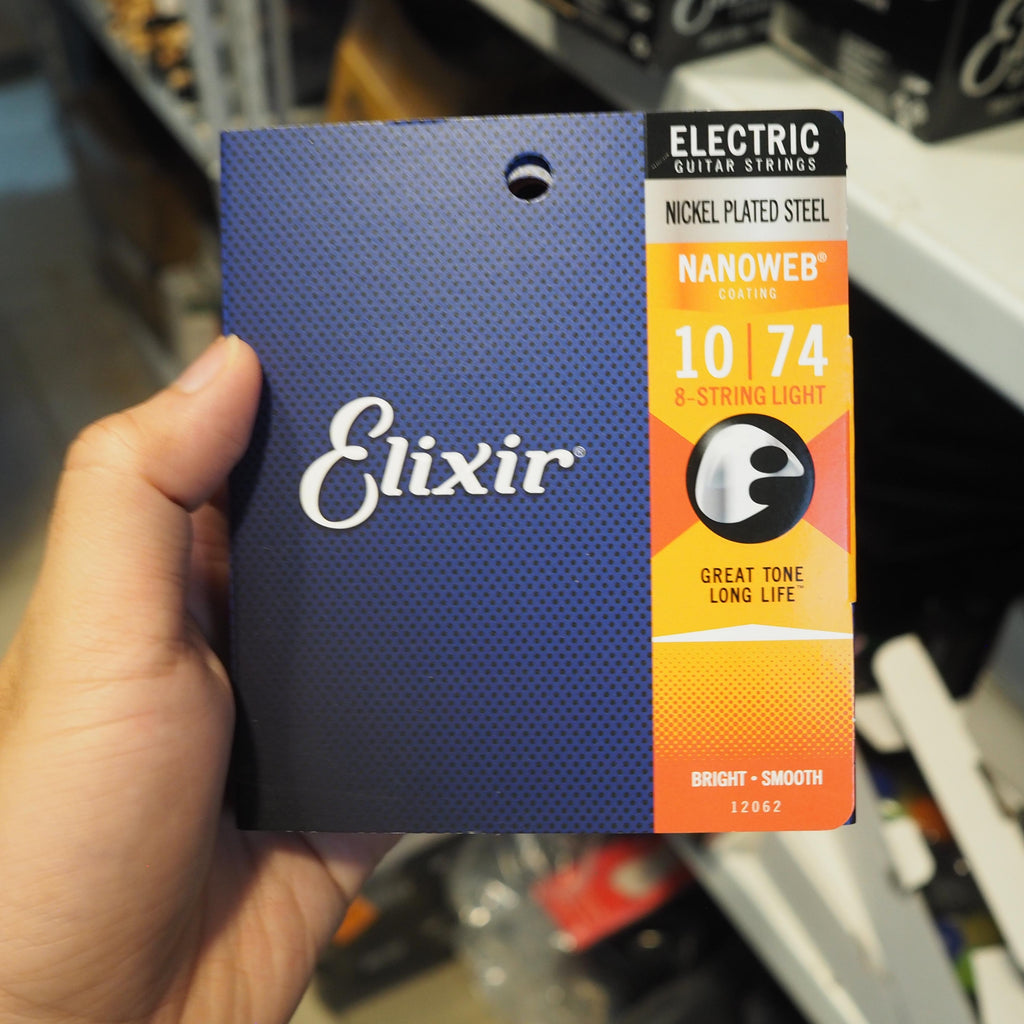 ELIXIR 12062 Nanoweb Light 8-String Electric Guitar Strings 10-74