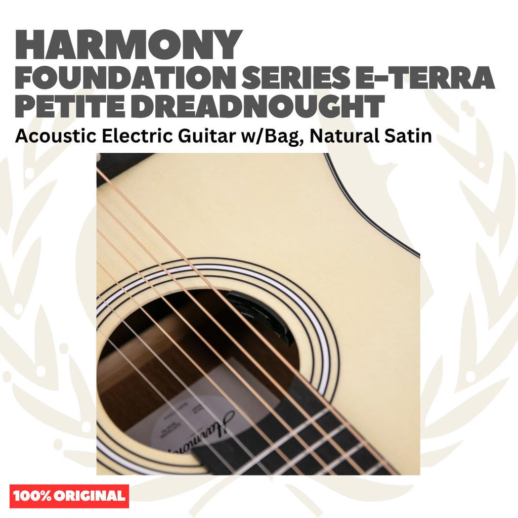 Harmony Foundation Series e-Terra Petite Dreadnought Acoustic Guitar w/Bag - Gitar Akustik Elektrik dg Preamp