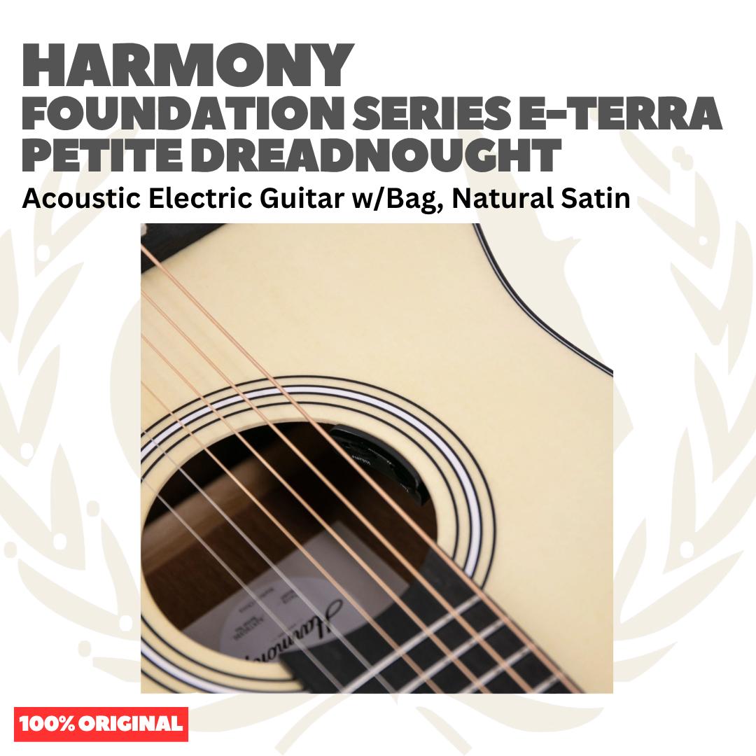 Harmony Foundation Series e-Terra Petite Dreadnought Acoustic Guitar w/Bag - Gitar Akustik Elektrik dg Preamp