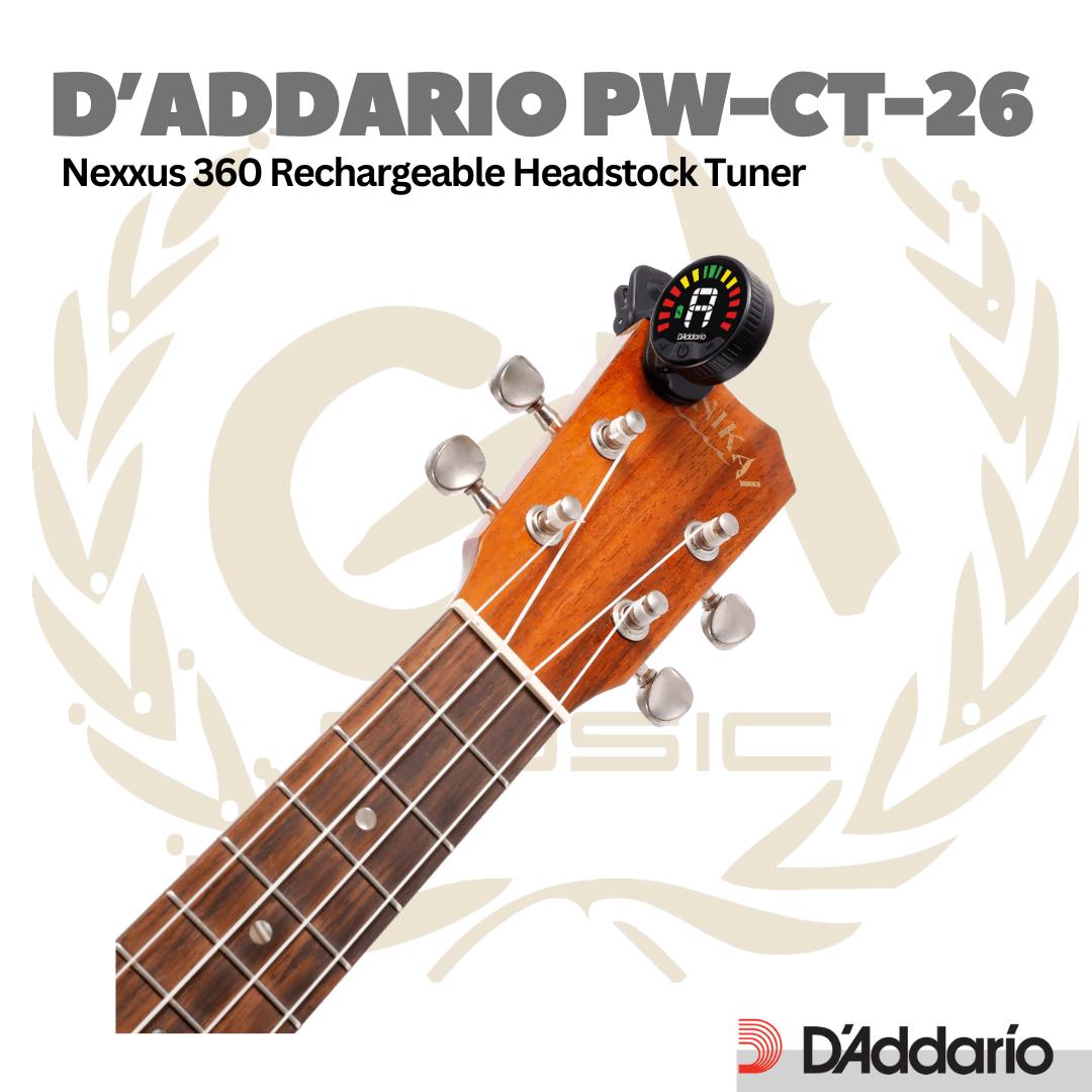 D'addario PW-CT-26 Nexxus 360 Rechargeable Headstock Guitar Tuner - Tuner Gitar Bass Original Asli