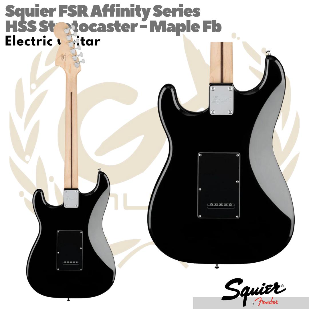 Squier FSR Affinity Series HSS Stratocaster Electric Guitar, Maple FB, Black - Gitar Listrik