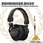 Behringer BH20 Premium Closed-Back High-Fidelity Headphones - Head phone BH-20 Asli
