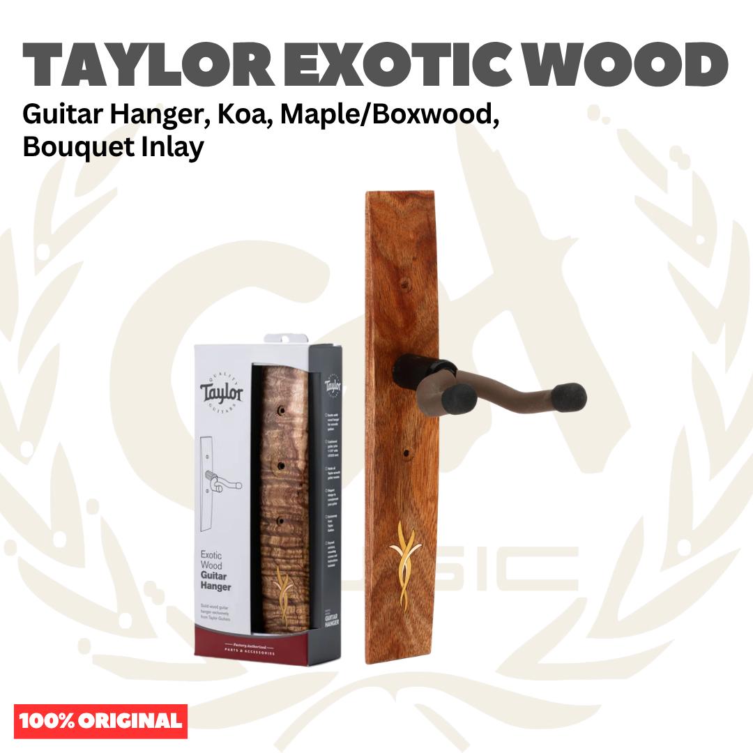Taylor Exotic Wood Guitar Hanger, Koa, Maple/Boxwood, Bouquet Inlay - Stand Gitar Gantung