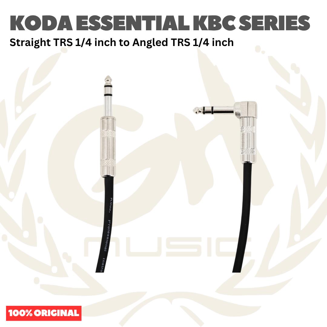Koda Essential KBC Series Straight TRS 1/4 inch to Angled TRS 1/4 inch Balanced Cable - Kabel Instrumen