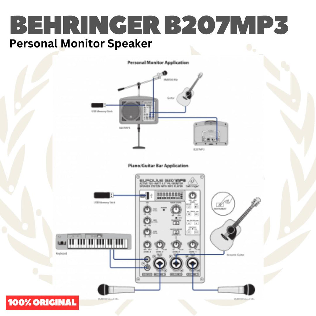 Behringer B207MP3 150w Active 6.5" Personal Monitor Speaker with MP3 Playback - Speaker Monitor Aktif