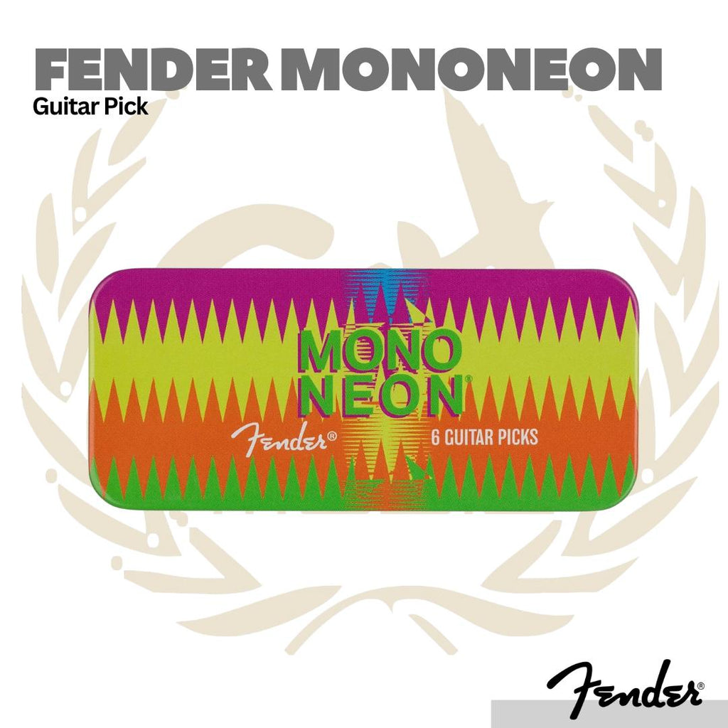 Fender MonoNeon Guitar Pick Tin, Medium, 6-Pack - Pick Gitar Bass