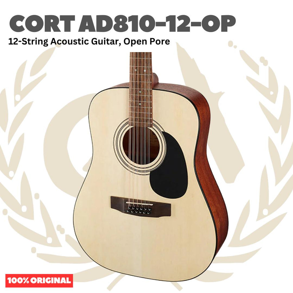 Cort AD810-12-OP Acoustic Guitar 12-String, Open Pore - Gtitar Akustik 12 Senar Original Asli