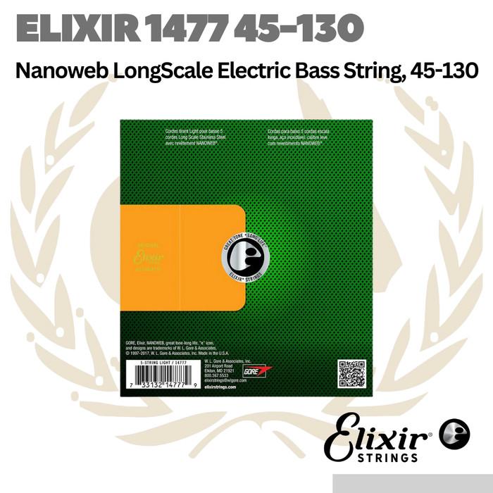 Elixir 14777 Nanoweb B Long Scale Stainless Steel 5-String 45-130