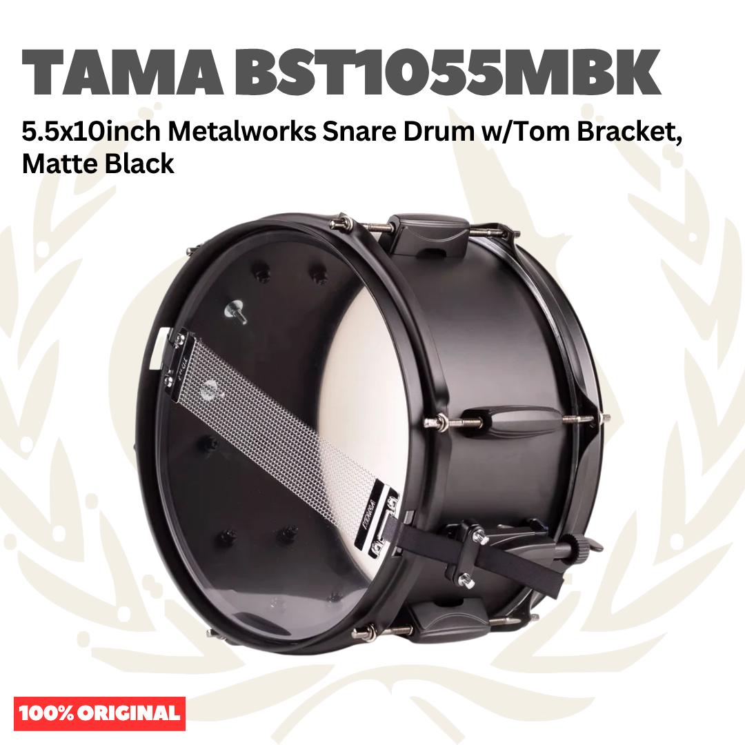 TAMA BST1055MBK 5.5x10inch Metalworks Snare Drum w/Tom Bracket, Matte Black - Senar Drum