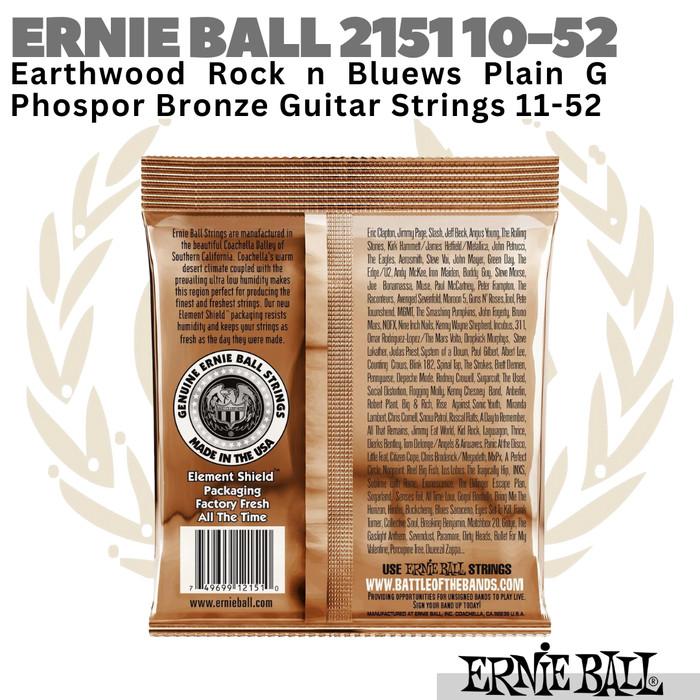 Ernie Ball 2151 Earthwood Rock and Blues Acoustic Guitar String 10-52