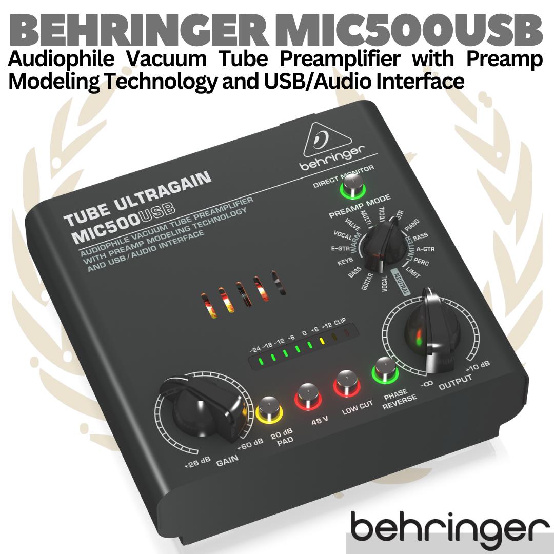 BEHRINGER TUBE ULTRAGAIN MIC500USB Preamp Audio interface | Soundcard