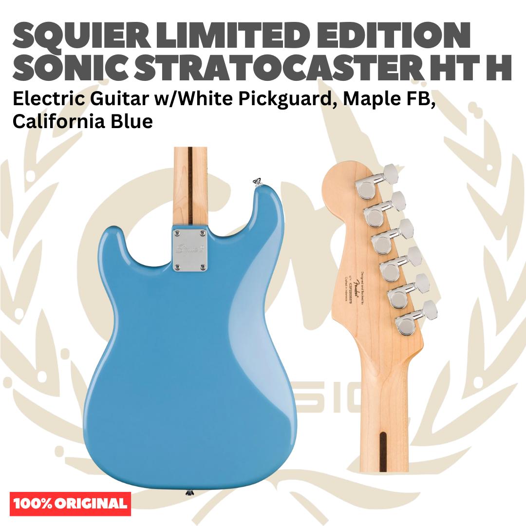 SQUIER Limited Edition Sonic Stratocaster HT H Electric Guitar, Maple FB, California Blue - Gitar Listrik Elektrik Original Asli