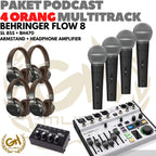 PAKET PODCAST 4 ORANG MULTI TRACK : BEHRINGER FLOW8 + MIC + HEADPHONE