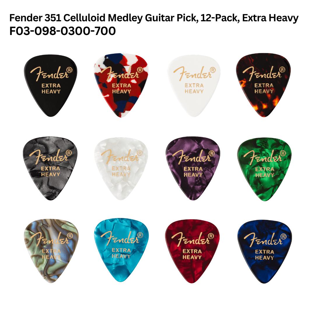 Fender 351 Celluloid Medley Guitar Pick, 12-Pack, - Pick Gitar Bass