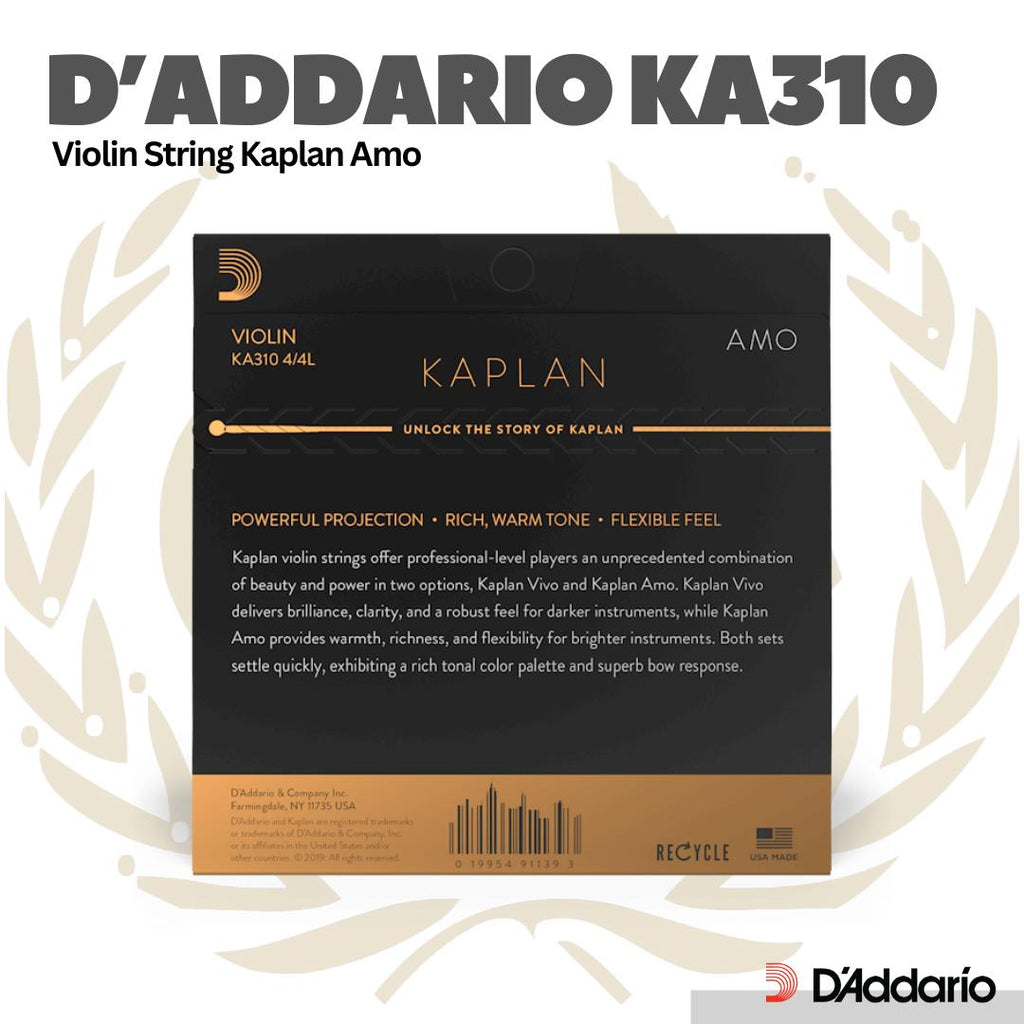 D'addario Model KA310- Ukuran 4/4 Kaplan Amo Violin String Set - Senar Biola
