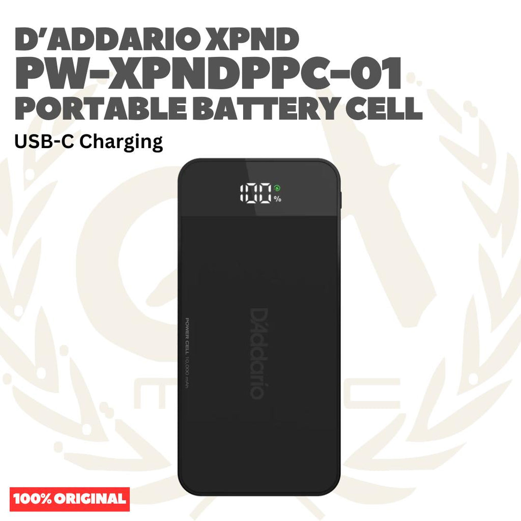 D'Addario PW-XPNDPPC-01 XPND Portable Battery Cell USB-C Charging - Power Battery 10,000mAh untuk Pedalboard Efek Gitar Bass