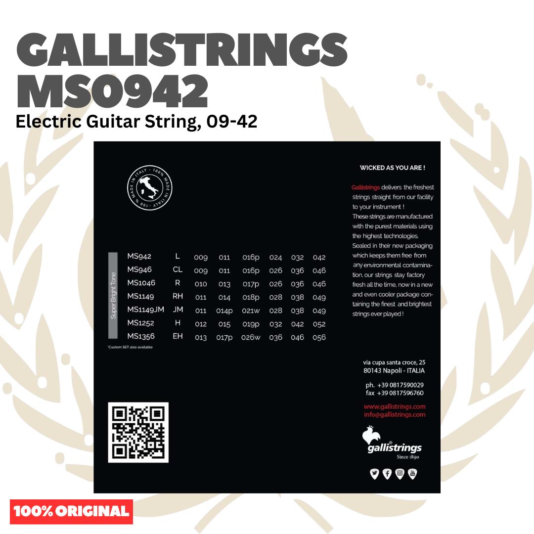 GALLISTRINGS MS0942 Electric Guitar Strings 09-42 - Senar Gitar Listrik Elektrik Galli Strings MS942 Original Asli