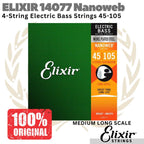 Elixir 14077 Nanoweb Medium Long Scale Electric Bass Strings 45-105