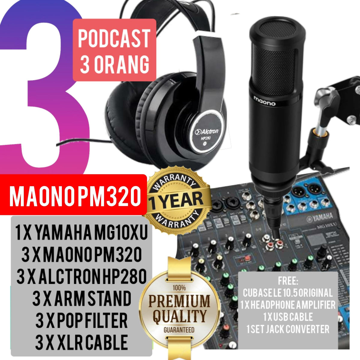 PAKET PODCAST 3 ORANG DENGAN MIC LGT240