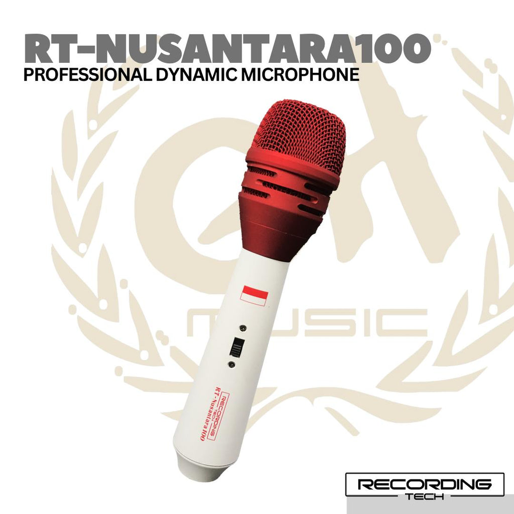 Recording Tech NUSANTARA-100 Professional Dynamic Vocal Microphone | RT-Nusantara100 Mic Merah Putih Vokal Dinamic