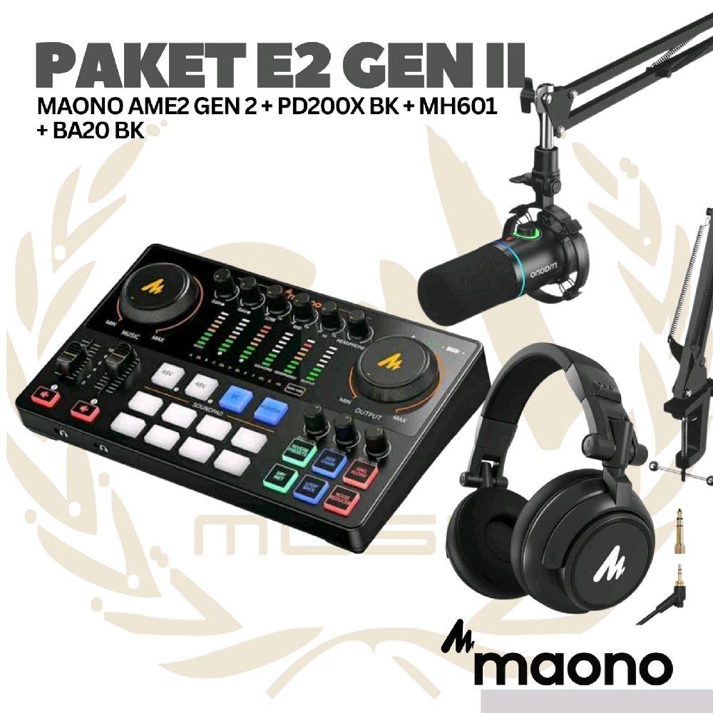 PAKET MAONO E2 GEN 2 - AME2 Gen II - 1  MIC PLUS MH601 - Podcast, Streaming, Recording