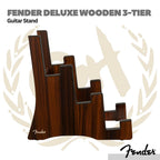 Fender Deluxe Wooden 3-Tier Guitar Stand - Stand Gitar Elektrik